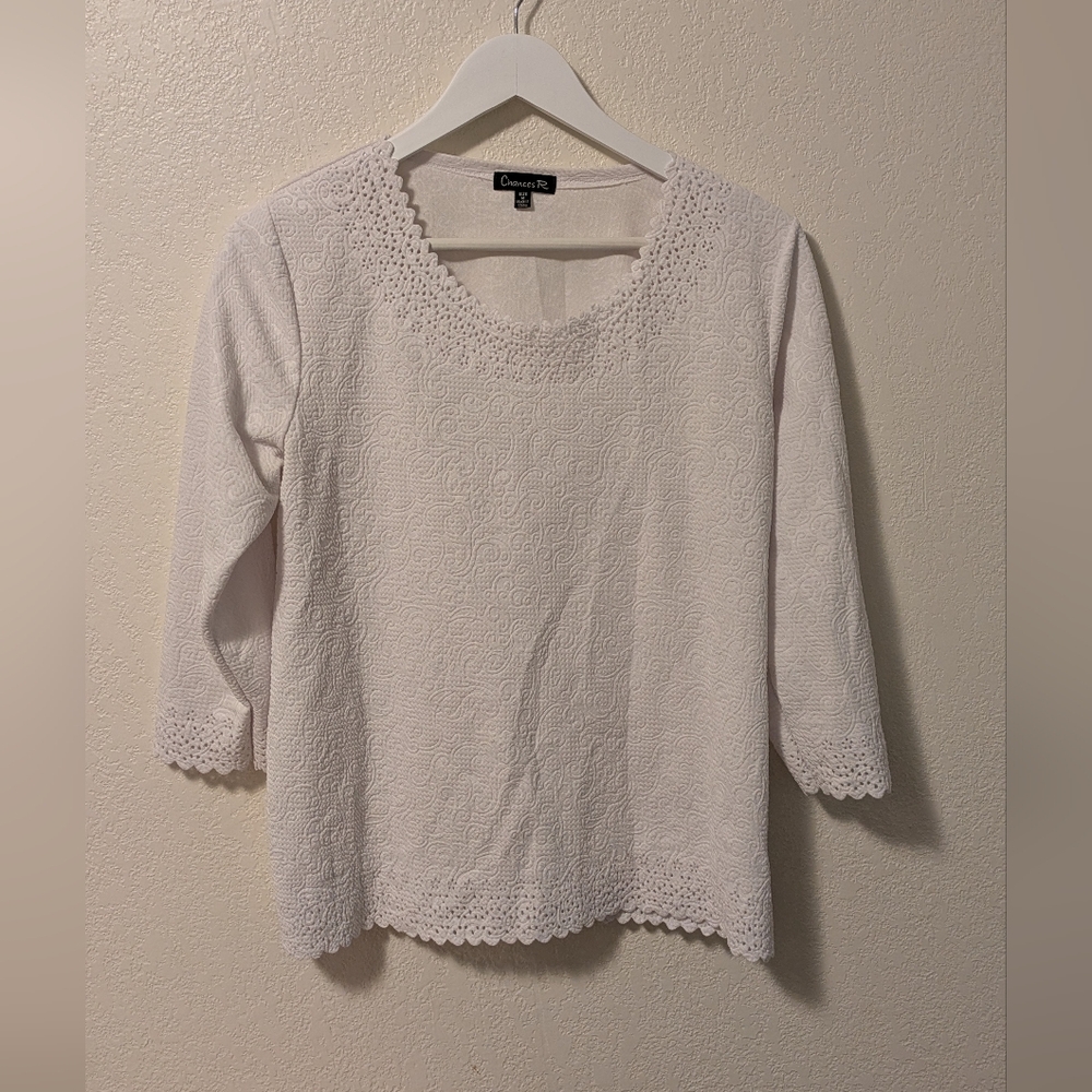 Chances R White Textured Blouse